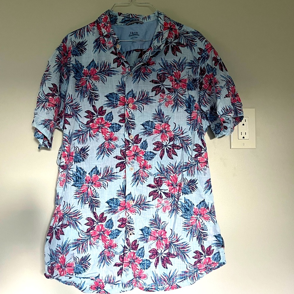 Mens IZOD Saltwater Related Classics Short Sleeve Shirt Size Large